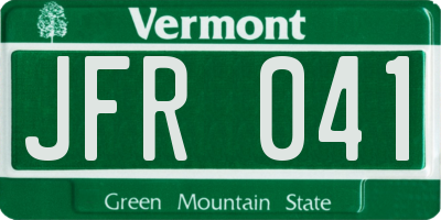 VT license plate JFR041