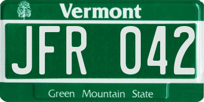 VT license plate JFR042