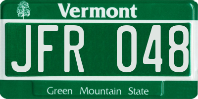 VT license plate JFR048