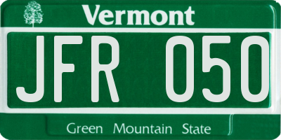 VT license plate JFR050