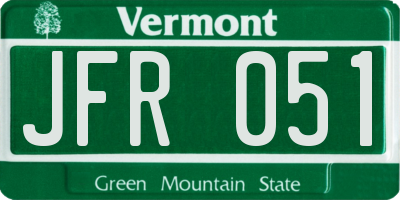 VT license plate JFR051