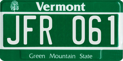 VT license plate JFR061