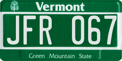 VT license plate JFR067