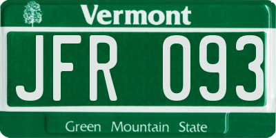 VT license plate JFR093