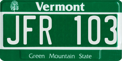 VT license plate JFR103