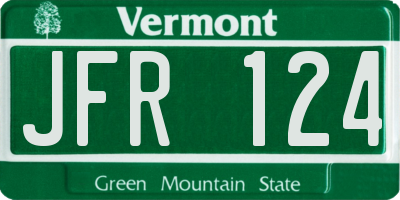 VT license plate JFR124
