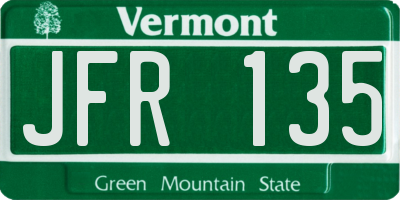 VT license plate JFR135