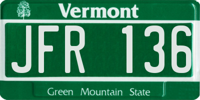 VT license plate JFR136