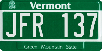 VT license plate JFR137