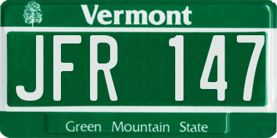 VT license plate JFR147