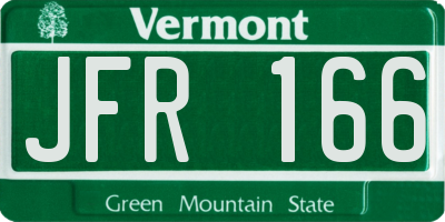 VT license plate JFR166