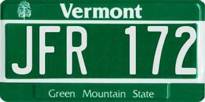 VT license plate JFR172