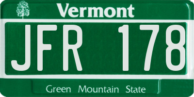 VT license plate JFR178