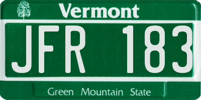 VT license plate JFR183