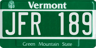 VT license plate JFR189
