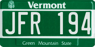 VT license plate JFR194