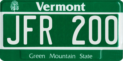 VT license plate JFR200