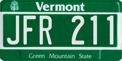 VT license plate JFR211