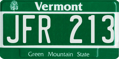VT license plate JFR213