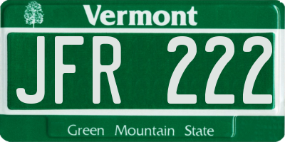 VT license plate JFR222