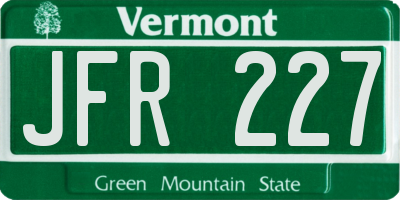 VT license plate JFR227