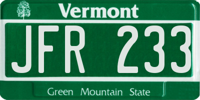 VT license plate JFR233