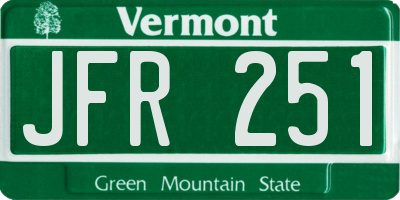 VT license plate JFR251