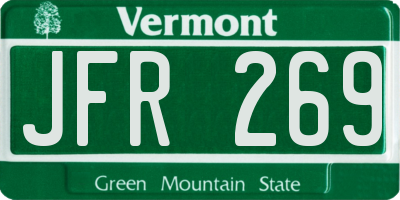 VT license plate JFR269