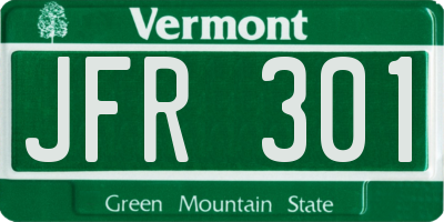 VT license plate JFR301