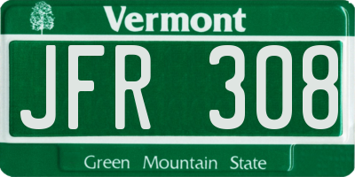 VT license plate JFR308