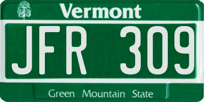 VT license plate JFR309