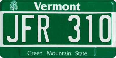 VT license plate JFR310