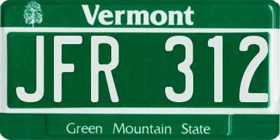 VT license plate JFR312