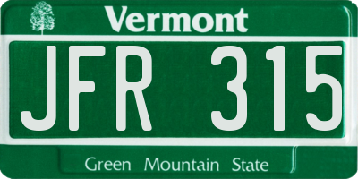 VT license plate JFR315