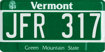 VT license plate JFR317