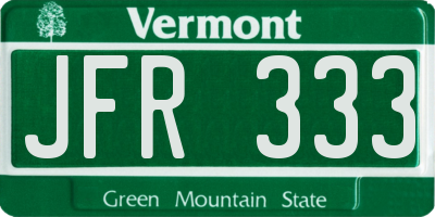 VT license plate JFR333