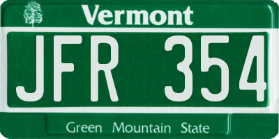 VT license plate JFR354