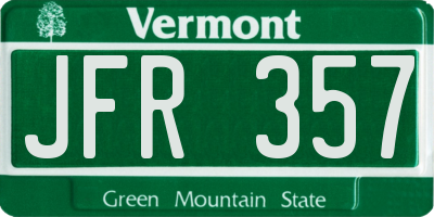 VT license plate JFR357