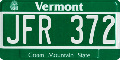 VT license plate JFR372
