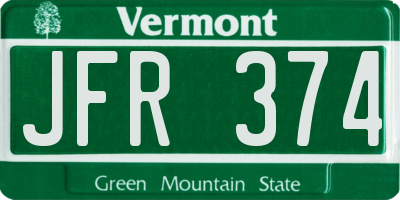 VT license plate JFR374