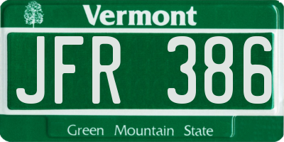 VT license plate JFR386