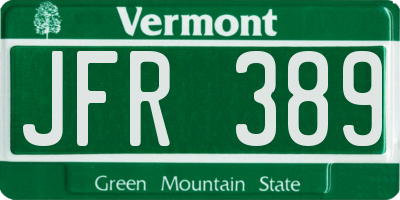VT license plate JFR389