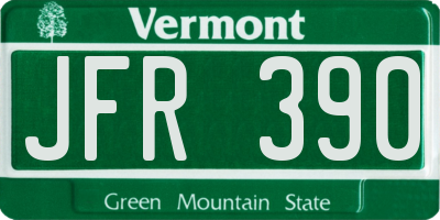 VT license plate JFR390