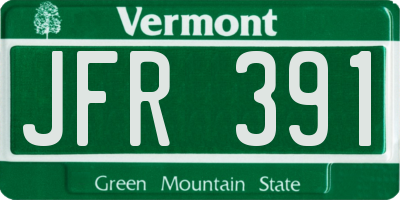 VT license plate JFR391