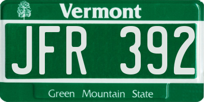 VT license plate JFR392