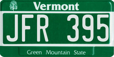 VT license plate JFR395