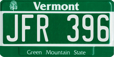 VT license plate JFR396