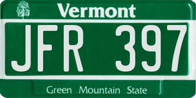 VT license plate JFR397
