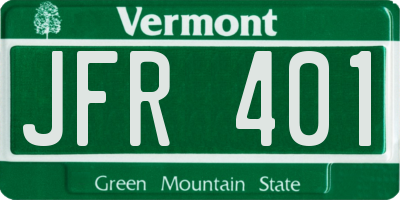VT license plate JFR401