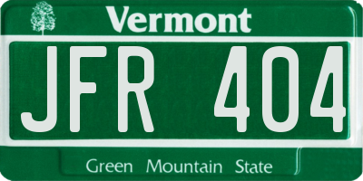 VT license plate JFR404